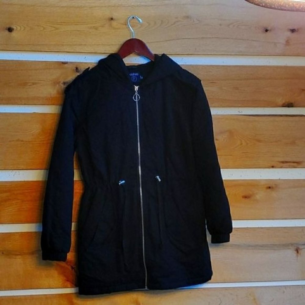 Boohoo Zipper Cinched Waisted Lined Sz. L-XL Zippered Hooded Jacket w Pockets
